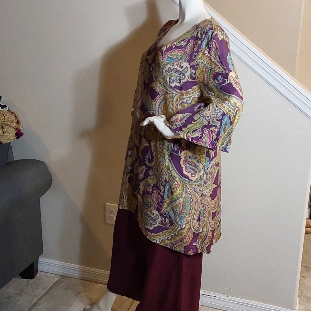 BRYN WALKER LILIA LINEN PARSELEY TUNIC WOMEN'S ‎ SMALL - Picture 6 of 6